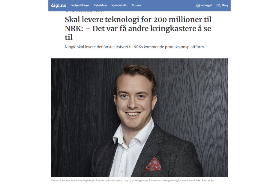 Screenshot av NRK nyhetsside om nLogic.